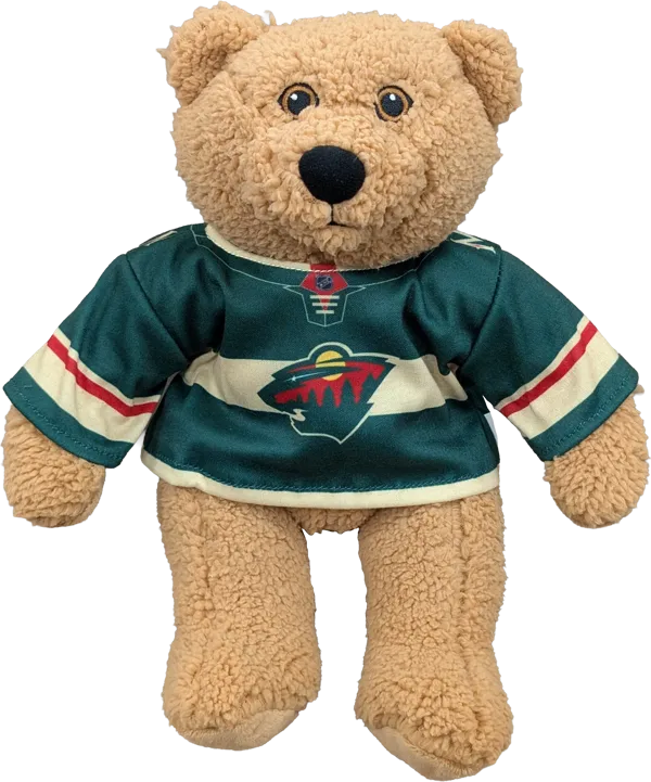 10 inch Curly Critter Brown Bear, Minnesota Wild Jersey
