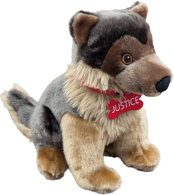 10 inch Sitting German Shepherd with Red RCMP Collar