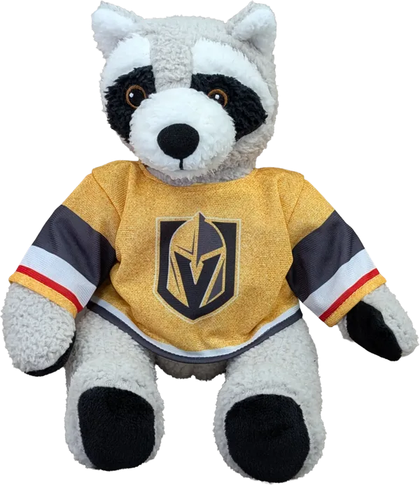 10 inch Curly Critter Raccoon, Vegas Golden Knights Jersey