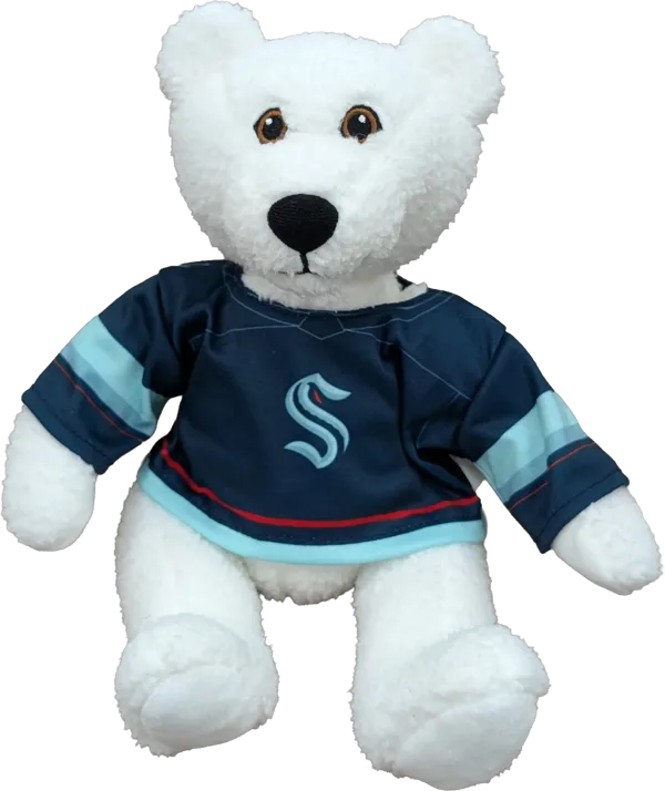 10 inch Curly Critter Polar Bear, Seattle Kraken Home Jersey