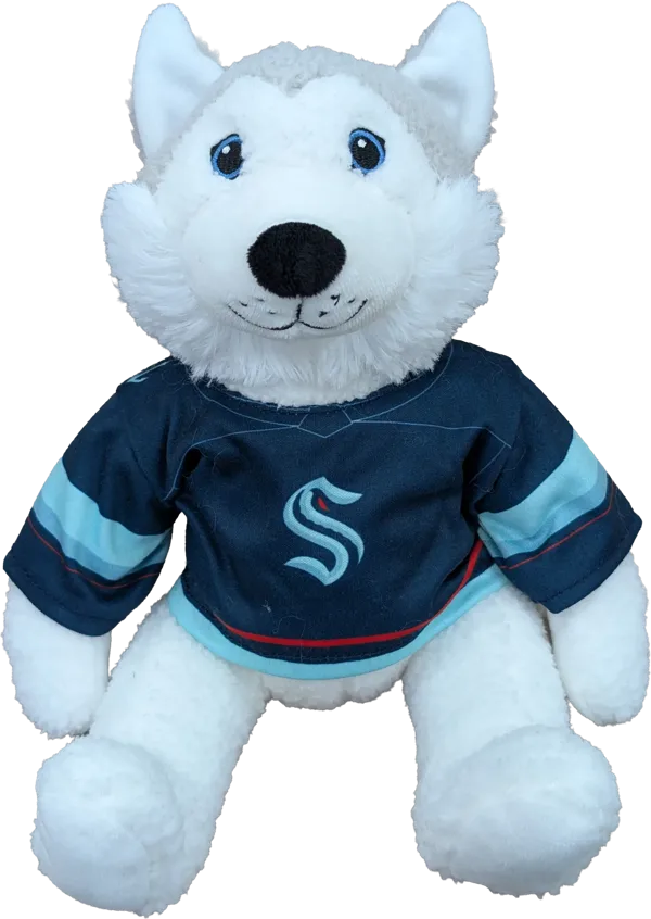 10 inch Curly Critter Grey Husky, Seattle Kraken Home Jersey
