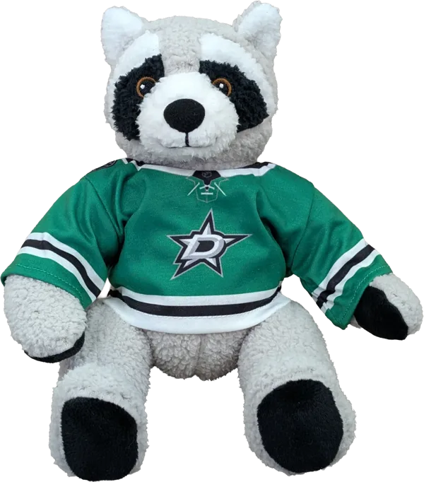 10 inch Curly Critter Raccoon, Dallas Stars
