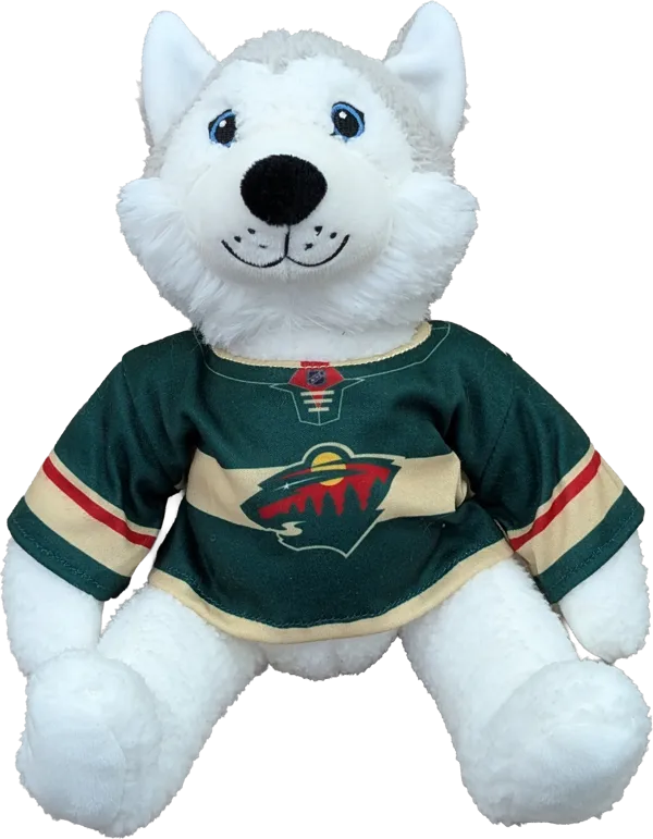 10 inch Curly Critter Grey Husky, Minnesota Wild Jersey