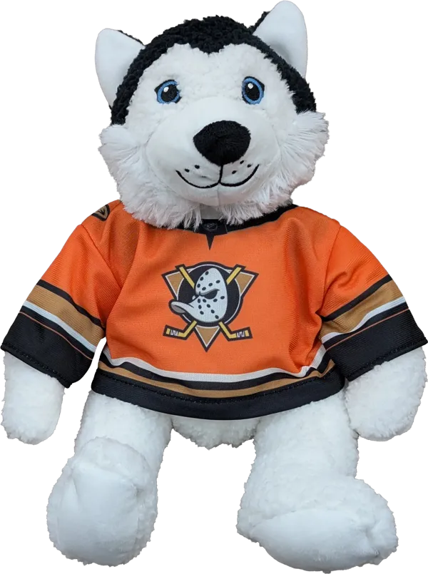 10 inch Curly Critter Black Husky, Anaheim Ducks Jersey
