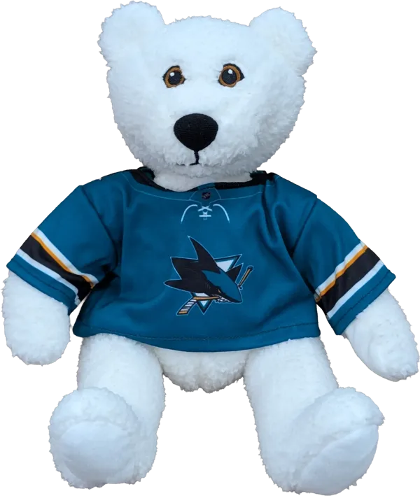 10 inch Curly Critter Polar Bear, San Jose Sharks Jersey