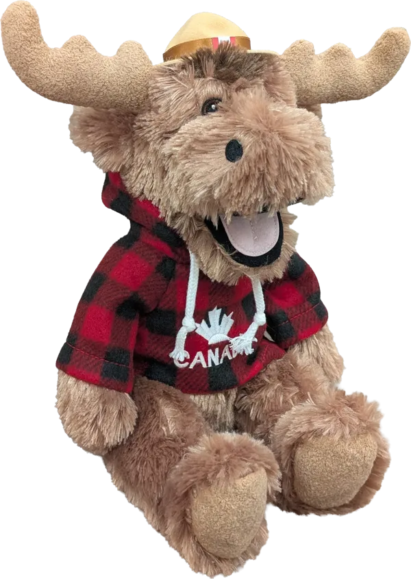 15 inch Happy Moose with Hat & Red Jack Canada Hoody