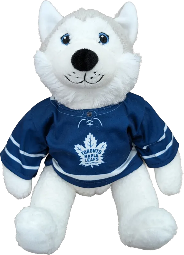10 inch Curly Critter Grey Husky, Toronto Maple Leafs