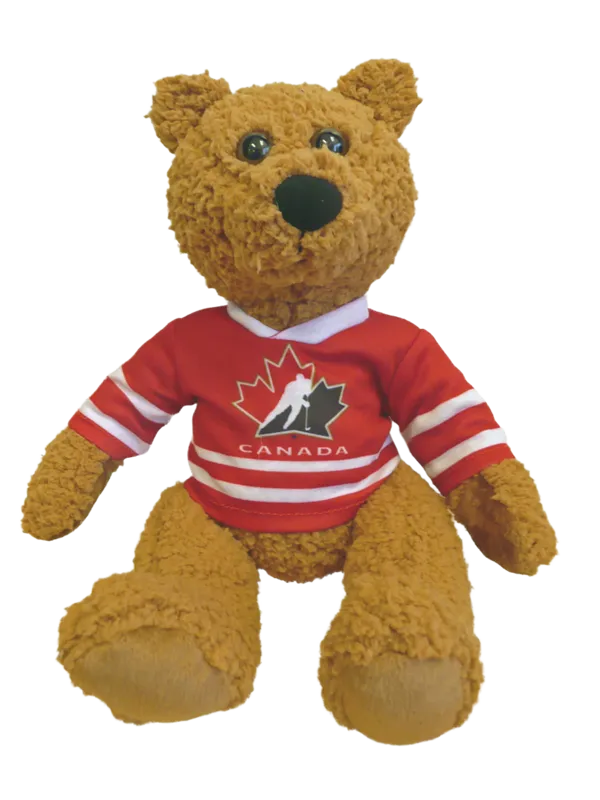 10 inch Curly Critter Brown Bear, Hockey Canada Jersey