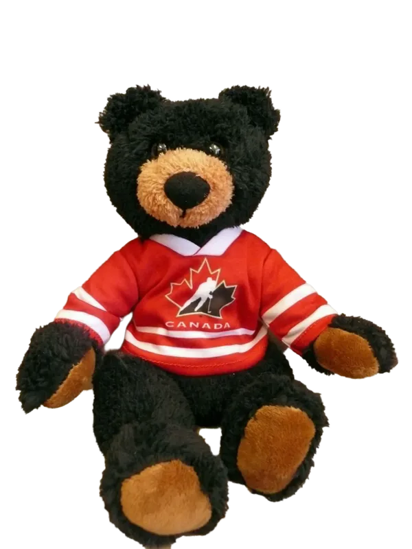 10 inch Curly Critter Black Bear, Hockey Canada Jersey