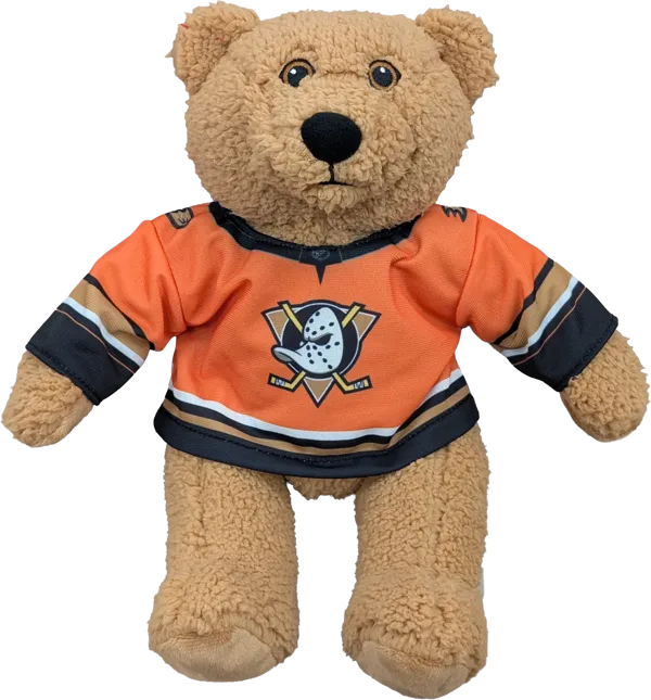 10 inch Curly Critter Brown Bear, Anaheim Ducks Jersey