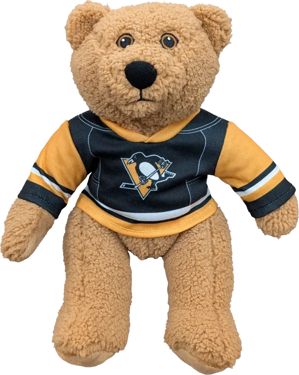 10 inch Curly Critter Brown Bear, Pittsburgh Penguins