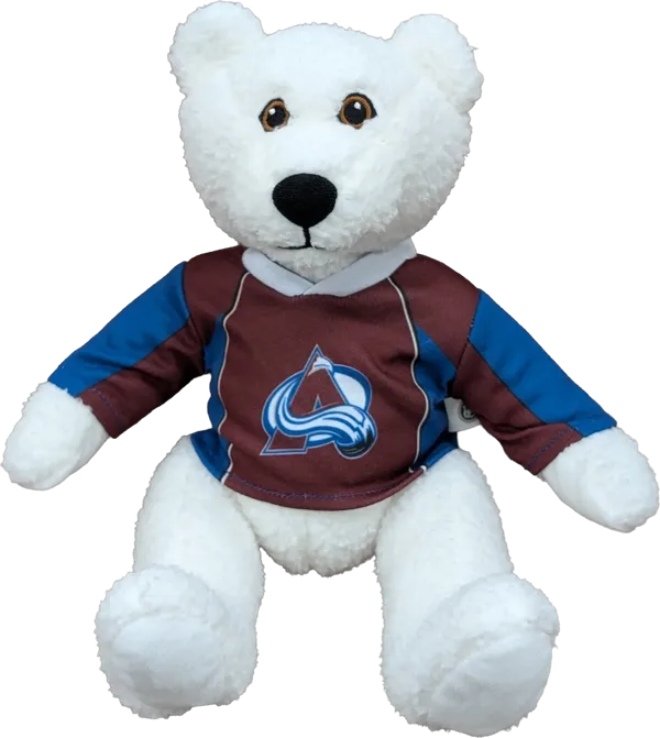 10 inch Curly Critter Polar Bear, Colorado Avalanche