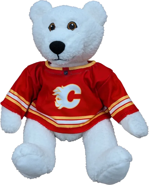 10 inch Curly Critter Polar Bear, Calgary Flames Jersey