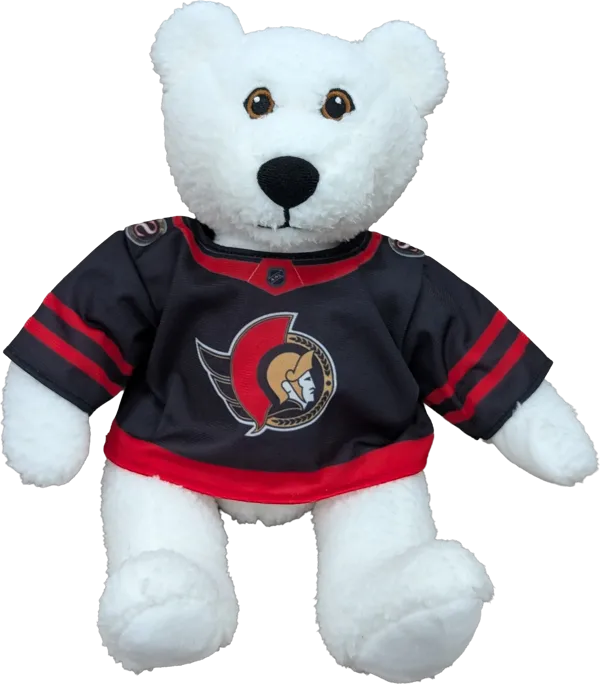 10 inch Curly Critter Polar Bear, Ottawa Senators