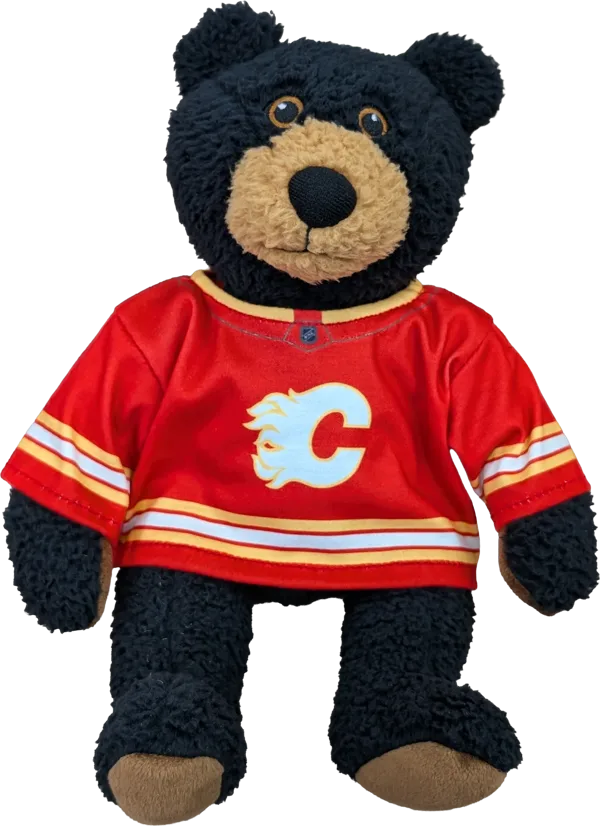 10 inch Curly Critter Black Bear, Calgary Flames Jersey