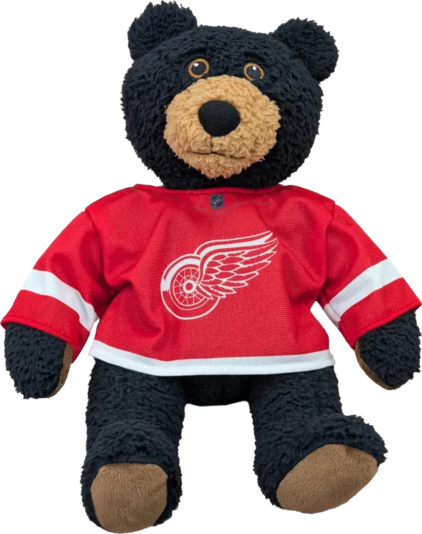 10 inch Curly Critter Black Bear, Detroit Red Wings