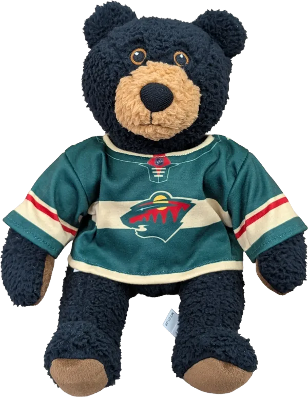 10 inch Curly Critter Black Bear, Minnesota Wild Jersey Jersey