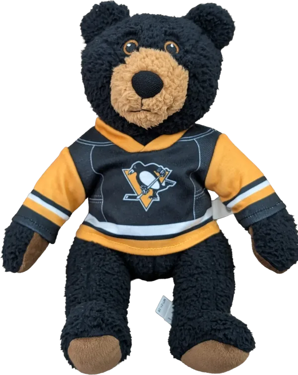 10 inch Curly Critter Black Bear, Pittsburgh Penguins
