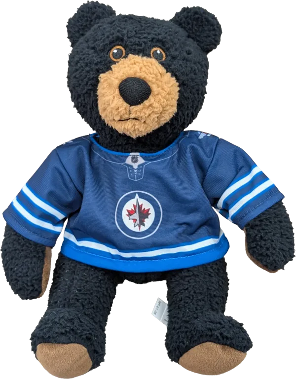 10 inch Curly Critter Black Bear, Winnipeg Jets