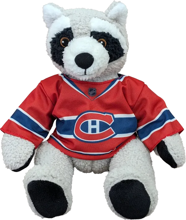 10 inch Curly Critter Raccoon, Montreal Canadiens Jersey