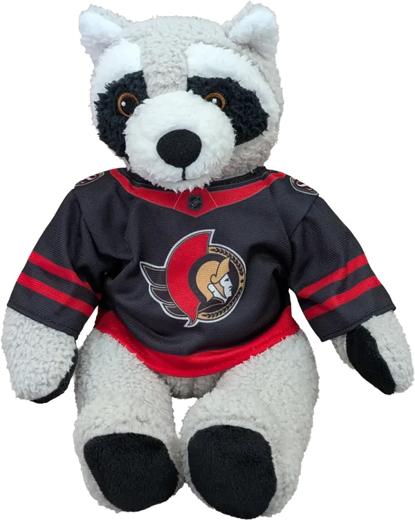 10 inch Curly Critter Raccoon, Ottawa Senators