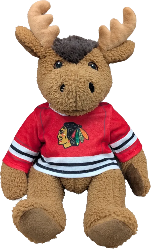 10 inch Curly Critter Moose, Chicago Blackhawks